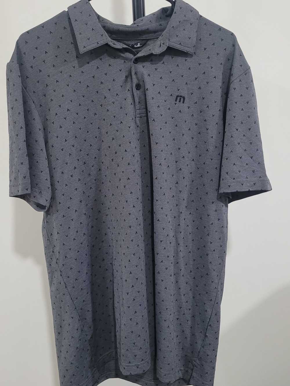 Travis Mathew Charcoal Grey Printed Short-Sleeve Polo XL